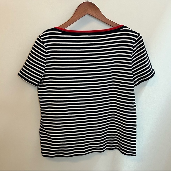 Tommy Hilfiger | 100% Cotton Boat Neck Striped Blue & White Shirt Size XL - Picture 4 of 11